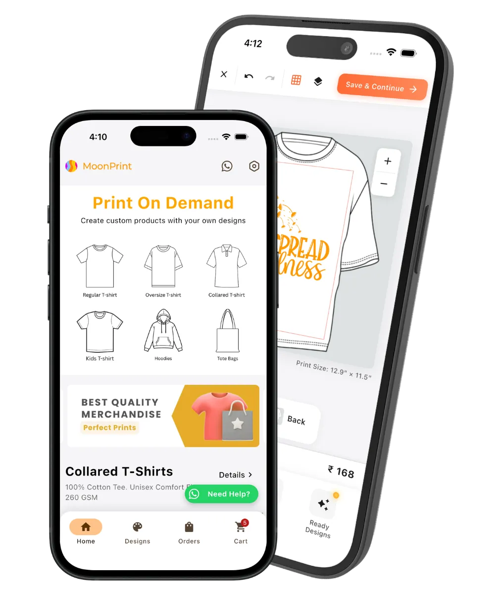 MoonPrint App — Design custom merchandise on your phone